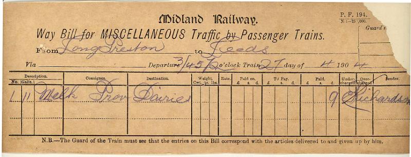 Milk 27-04-04 to Leeds - Prov Dairies (11 galls).jpg - Way Bill: Milk 27-04-04 to Leeds - Prov Dairies (11 galls)